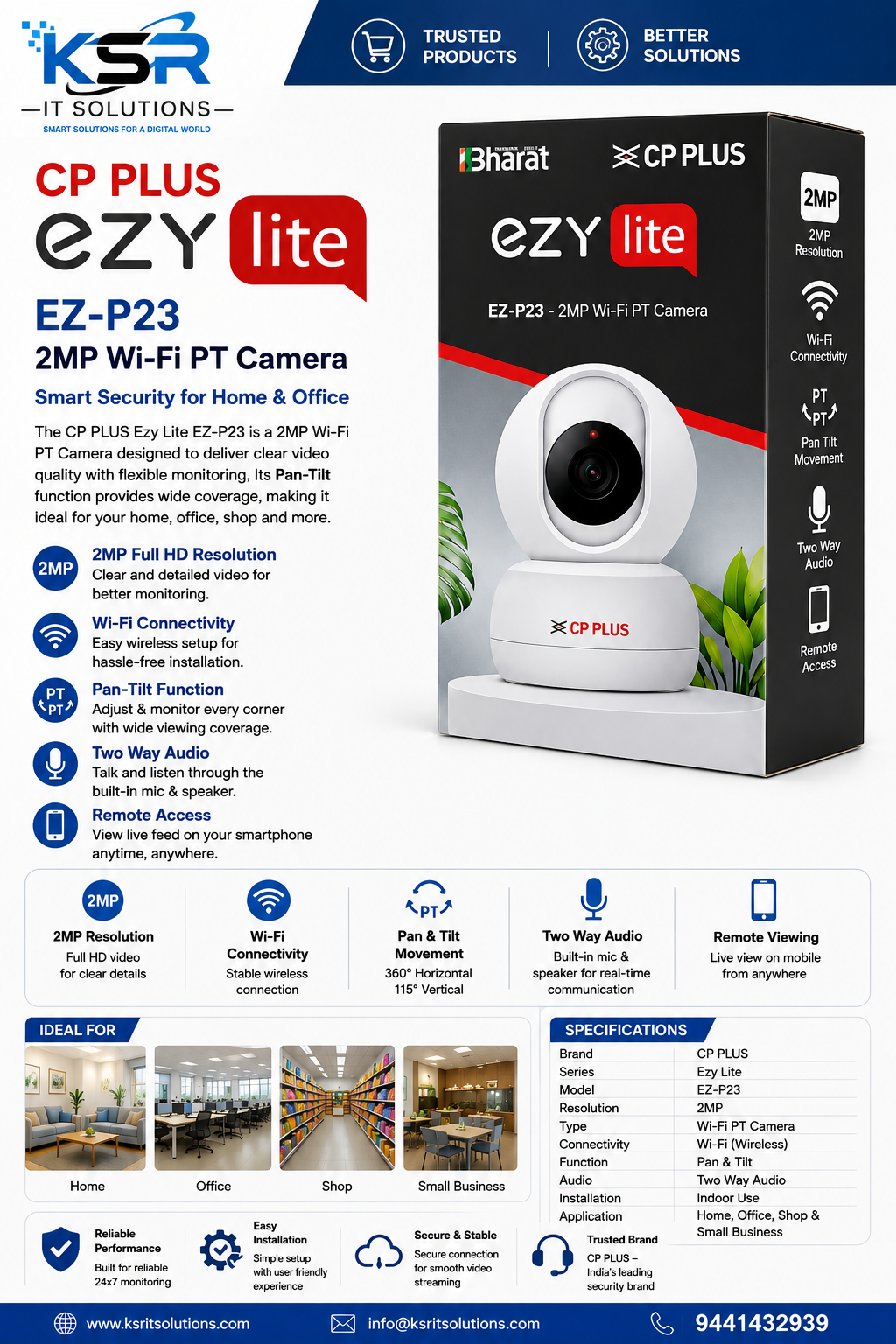 CP PLUS Ezy Lite EZ-P23 2MP Wi-Fi PT Camera