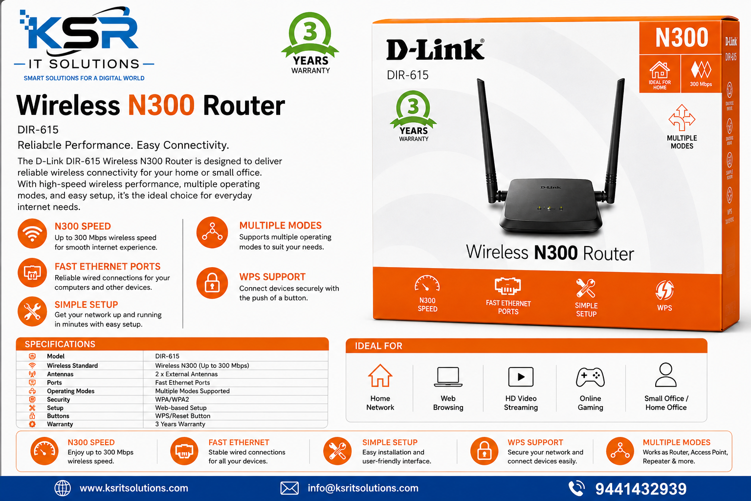 D-Link DIR-615 Wireless N300 Router