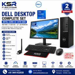 Dell Desktop Complete Set – Intel Core i5 14th Gen / 8GB RAM / 512GB SSD / 22″ LED Monitor