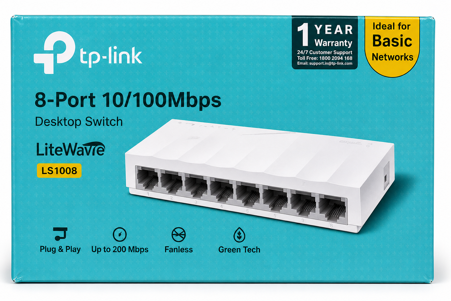TP-Link LS1008 8-Port 10/100Mbps Desktop Switch