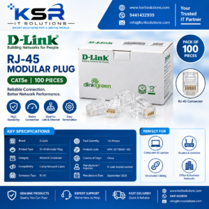 +D-Link RJ-45 Cat5e Modular Plug – 100 Pieces