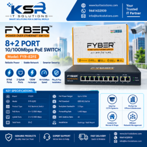 FYBER 8+2 Port 10/100Mbps 120W PoE Switch – FYR-82FE
