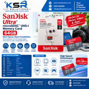 SanDisk Ultra 64GB microSDXC UHS-I Memory Card