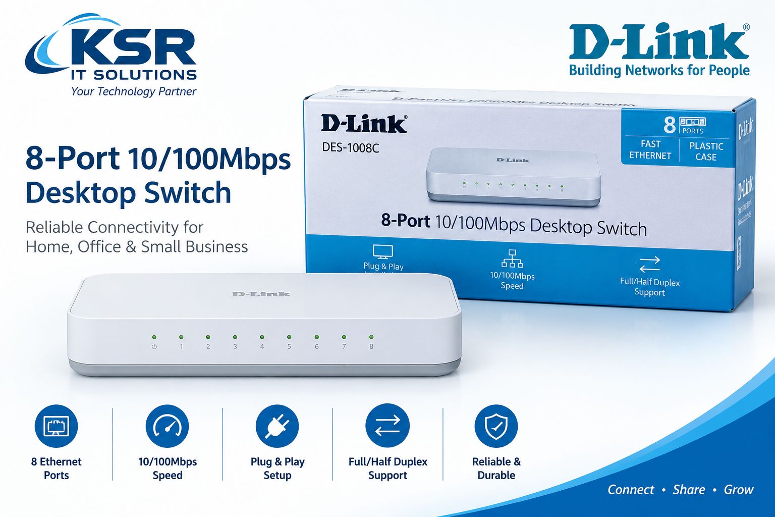 Product Name: D-Link 8-Port 10/100Mbps Desktop Switch